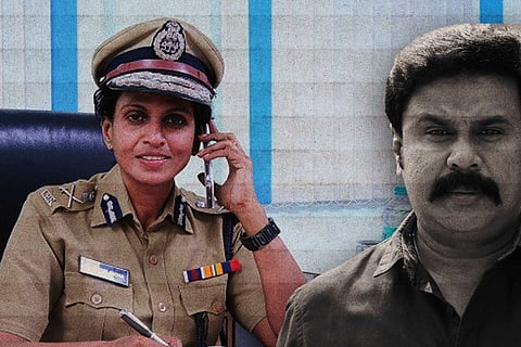 A collage of former DGP Sreelekha and actor Dileep