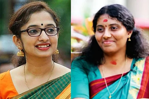 From left: Dr Divya S Iyer (Pathanamthitta Collector) and Haritha V Kumar (Thrissur Collector)