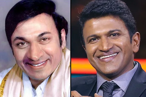 Dr Rajkumar and his son Puneeth Rajkumar