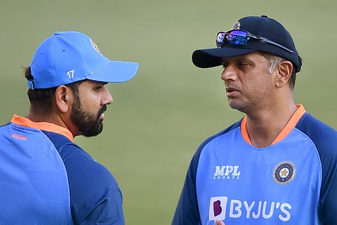 An image of Rahul Dravid and Rohit Sharma