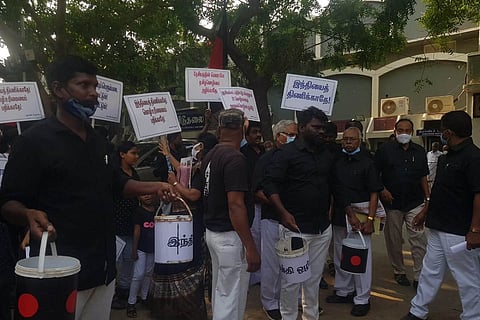Protest against Hindi imposition by Dravidar Kazhagam