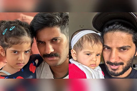 Dulquer is seen along with his daughter Maryam in two images.