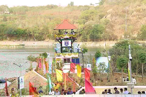 The police watch tower at Durgam Cheruvu in Hyderabad