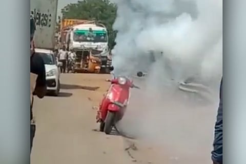 Electric scooter catches fire in Chennai