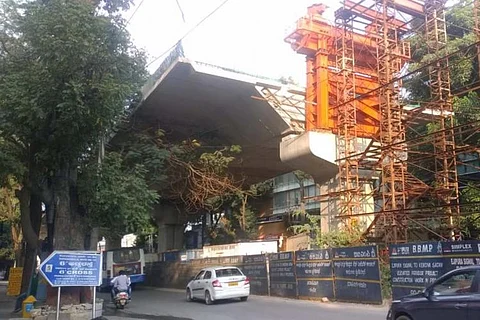 A view of the incomplete Ejipura Kendriya Vidyalaya flyover In Bengaluru from Sony World Junction side