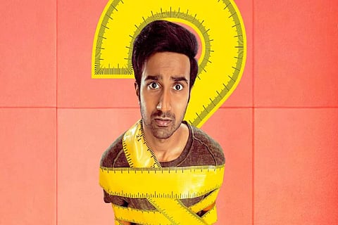 Actor Santosh Sobhan is seen being strangled by a tape in one of the graphic posters from the movie.