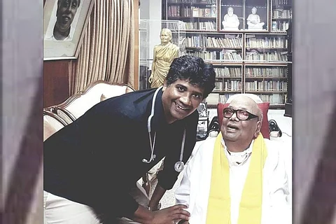 Dr Ezhilan and M Karunanidhi