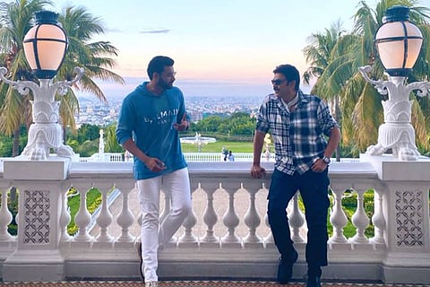 Varun Tej and Venkatesh on the sets of F3