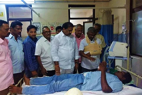 Three farmers consume pesticide in front of Vijayawada police station, attempt suicide