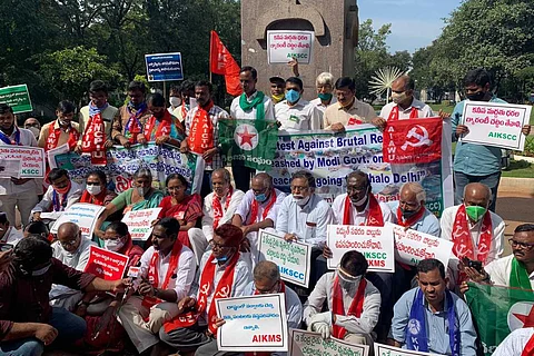Farmers protest in Hyderabad