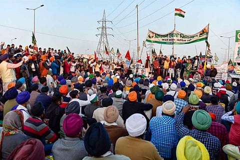 Farmers protesting against the three farm Acts in Delhi