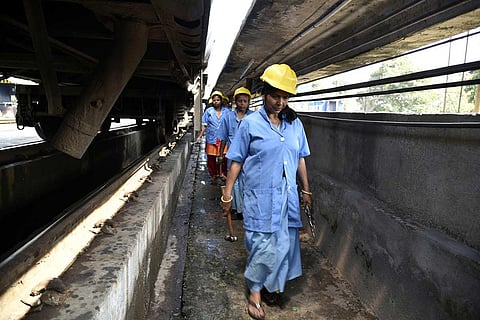 Women mechanics at a railway factory