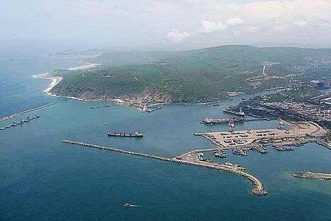 A bird's eye view of the Gangavaram Port in Andhra Pradesh