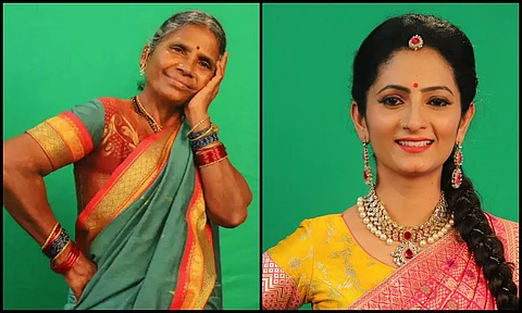 Bigg Boss contestants Gangavva and Sujatha in a Collage