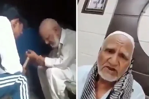 A screengrab from the video where a 70-year-old man was assaulted in Ghaziabad in Uttar Pradesh.