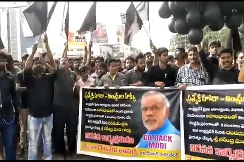 #GoBackModi trends on Twitter again, TDP protests in Andhra over PM visit