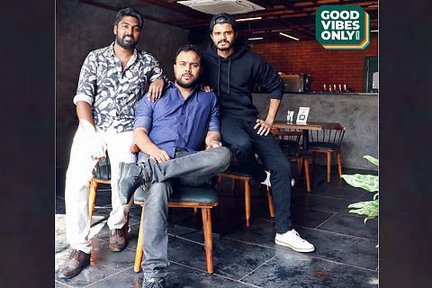 Anand devarakonda along with his friends in thier Good Vibes only Cafe