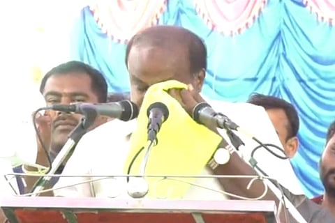 HD Kumaraswamy breaks down at Mandya rally, asks why people rejected his son Nikhil