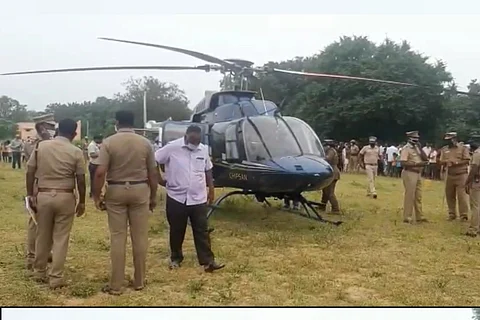 Helicopter that landed on an agricultural land in TN village