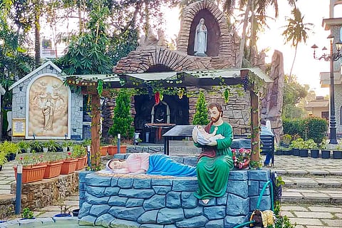 Holy Family sculpture in St Mary's church at Peringottukara, Kerala