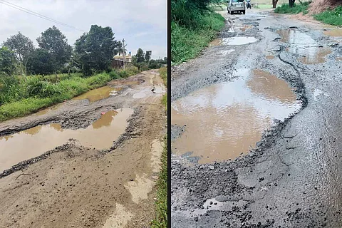 Poor roads in Hosur with big potholes posing danger