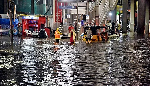 A flooded junction in Hyderabad
