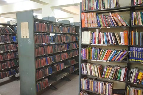 Bookshelves at the City Central Library in Hyderabad