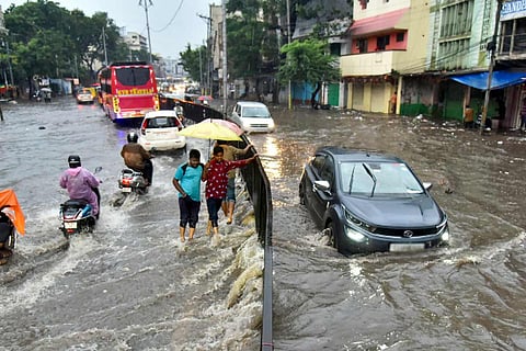 A flooded street in Telangana