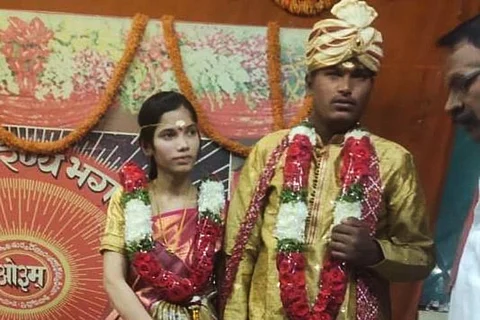 Ashrin and Nagaraju at their wedding ceremony.