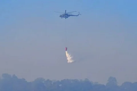 IAF chopper dousing fire