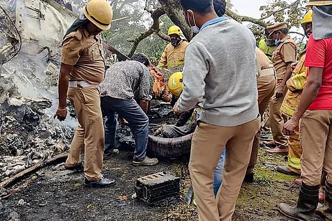 Rescue officials at site of chopper crash