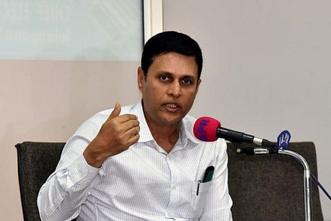 Rajat Kumar (file photo) addressing the media