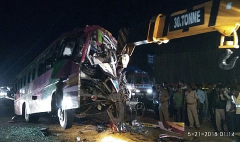 Late night collision between bus and lorry leaves 7 dead, 20 injured in Tumakuru