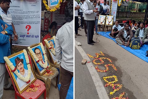 ITI workers protesting after they were laid off for protesting