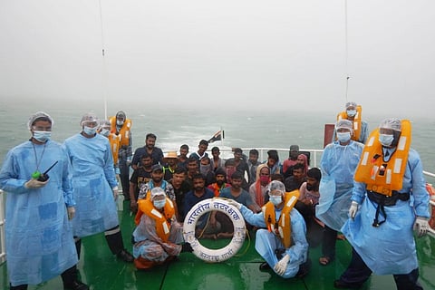FIshermen rescued by Indian Coast Guard