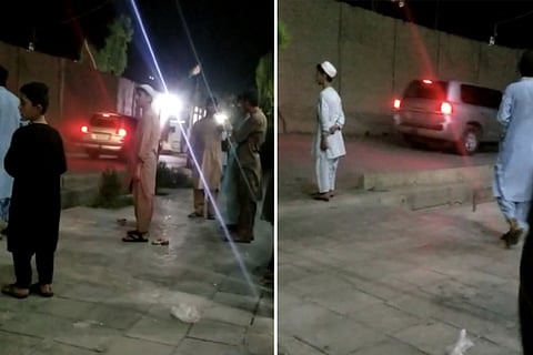 Indian officials leaving the premises of Kandahar consulate in Afghanistan