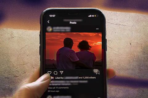 Representative image of an Instagram post of a couple posing during sunset
