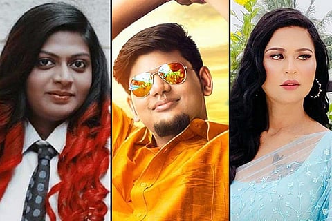 Isaivani on the left, Abhishek Raaja in the center and Namitha Marimuthu on the right