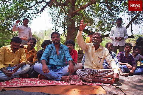 Tribal leader JK Thimma at a protest in Nagarahole