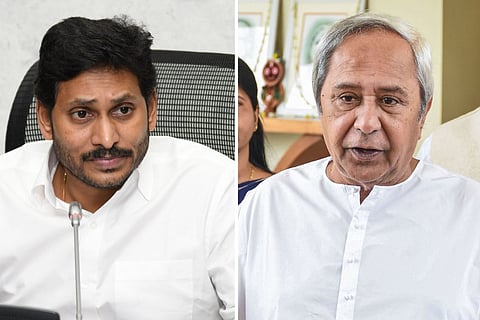 A collage of Andhra CM Jagan Mohan Reddy and Odisha CM Naveen Patnaik