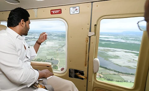 CM Jagan doing an aerial survey