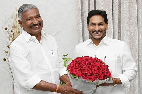 Chief Minister YS Jaganmohan Reddy congratulated Panchayat Raj Minister Peddireddy Ramachandra Reddy for engineering the victory