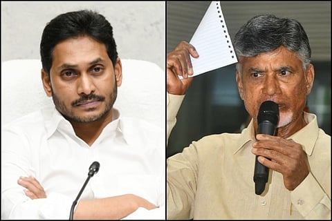 A collage of Jagan Mohan Reddy and Chandrababu Naidu