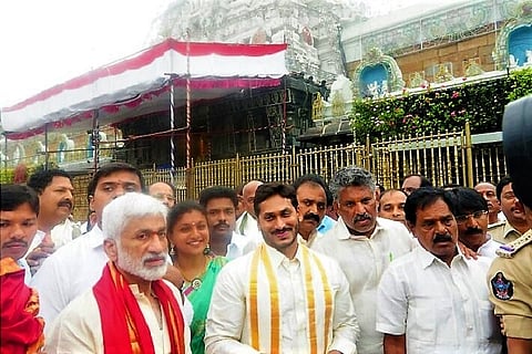 Ahead of padayatra across Andhra, YSRCP chief Jagan visits Tirumala