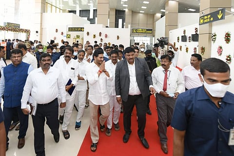 Chief Minister Jagan at the inauguration event at the Kurnool Orvakal airport