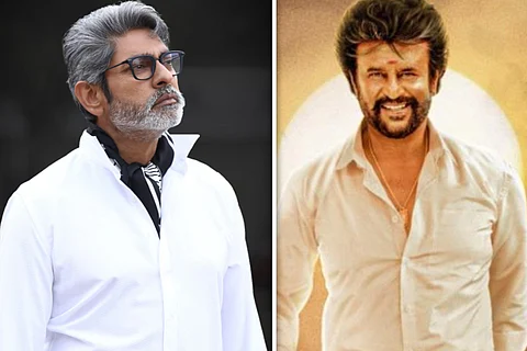 Actor Jagapathi Babu in the left and actor Rajinikanth from the poster of 'Annaatthe' on the right.