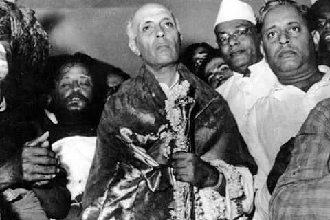 Jawaharlal Nehru with the Sengol