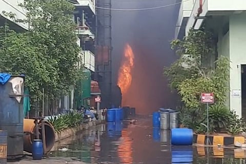 Fire breaks out at a pharma company in Hyderabad industrial area.