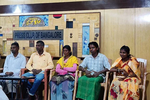 Jenu Kuruba community members at press conference.