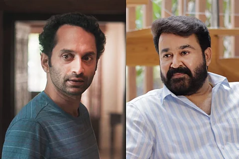 From left: Fahadh Faasil in 'Joji' and Mohanlal in 'Drishyam 2'
